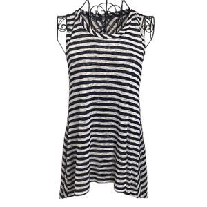 Coin 1804 yes, navy and white striped tank open/split back size M